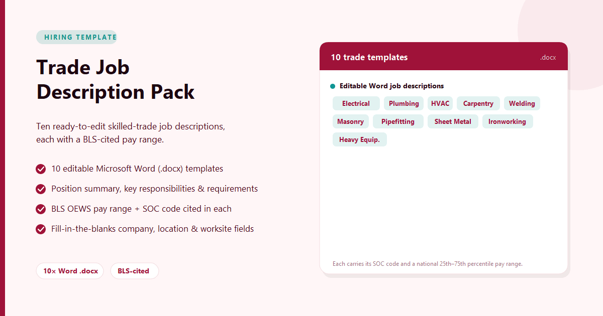 Trade Job Description Pack